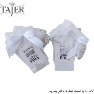 جوراب مچي لب تور دار سفيد كد 3966
